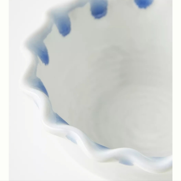 Set of 2, Anthropologie Namika Pinch Bowl - white & blue - Picture 2 of 10